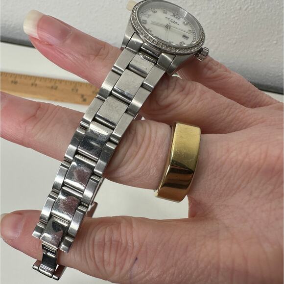 Rotary Havana Silver Diamond Bezel Pearl Face Quartz Watch - Picture 13 of 15